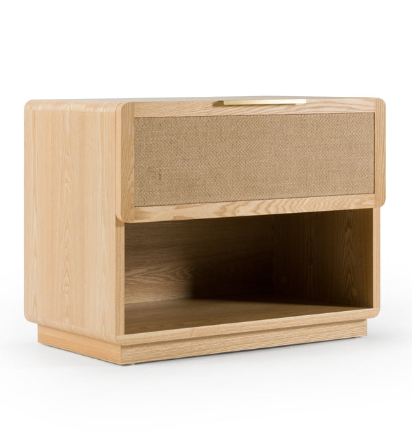 Gavin Modern Natural Ash + Rattan Nightstand