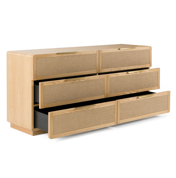 Gavin Modern Natural Ash + Rattan Dresser