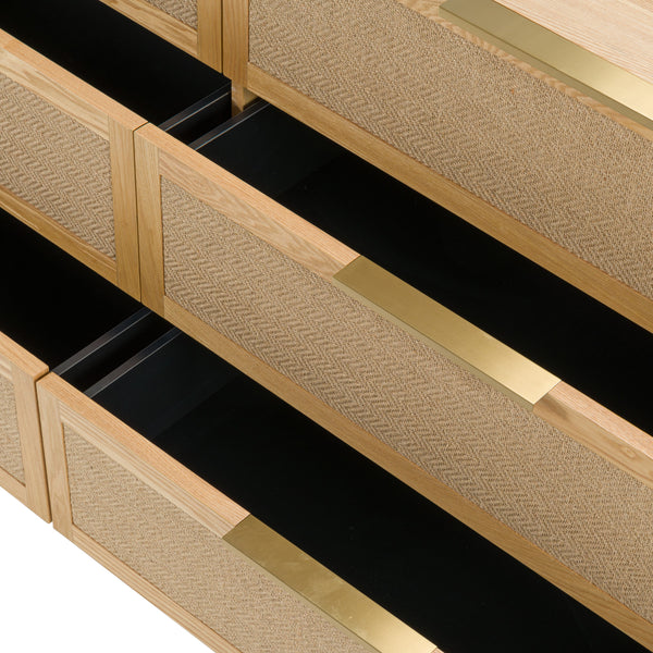 Gavin Modern Natural Ash + Rattan Dresser