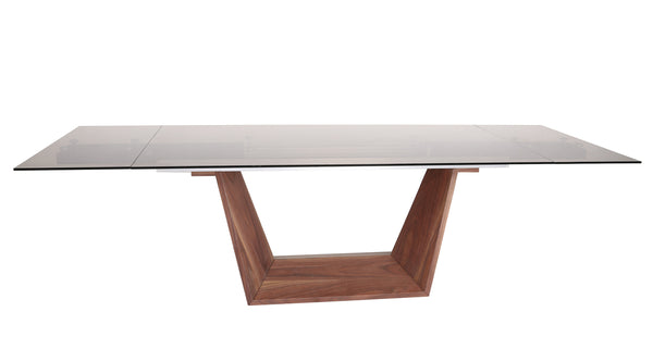 Modrest Babia Modern Smoked Glass & Walnut Extendable Dining Table Model VGNSGD8683-SMK