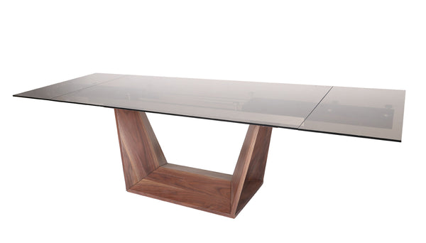 Modrest Babia Modern Smoked Glass & Walnut Extendable Dining Table Model VGNSGD8683-SMK