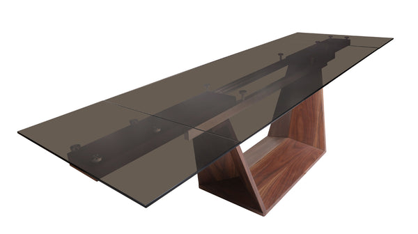 Modrest Babia Modern Smoked Glass & Walnut Extendable Dining Table Model VGNSGD8683-SMK