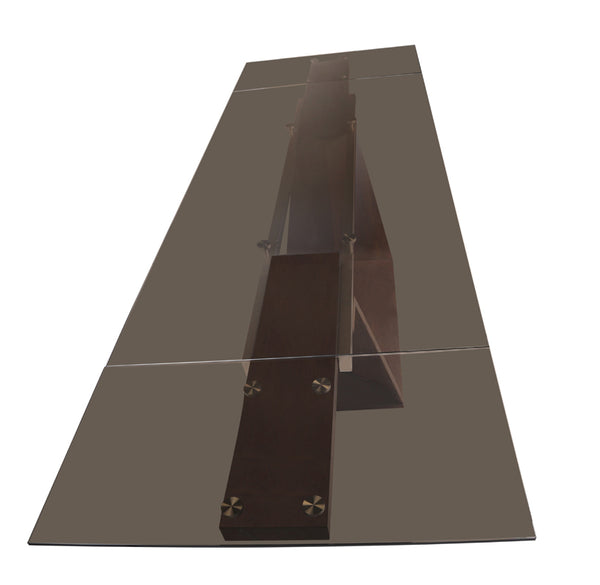 Modrest Babia Modern Smoked Glass & Walnut Extendable Dining Table Model VGNSGD8683-SMK