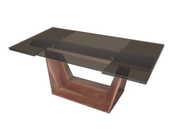 Modrest Babia Modern Smoked Glass & Walnut Extendable Dining Table Model VGNSGD8683-SMK