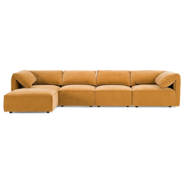 Divani Casa Gene Modern Ochre Fabric 5 Piece Modular Sectional Sofa Model VGSX-F6062-5PC-OCHRE