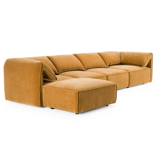 Divani Casa Gene Modern Ochre Fabric 5 Piece Modular Sectional Sofa Model VGSX-F6062-5PC-OCHRE