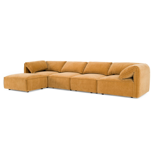 Divani Casa Gene Modern Ochre Fabric 5 Piece Modular Sectional Sofa Model VGSX-F6062-5PC-OCHRE