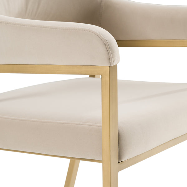 Modrest George Modern Beige Fabric & Antique Brass Dining Chair Model VGGA-GA-6218CH-1-BGE