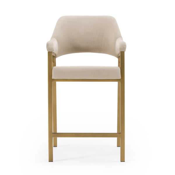 Modrest George Modern Beige Fabric & Antique Brass Counter Chair Model VGGA-GA-6218CH-C-BGE