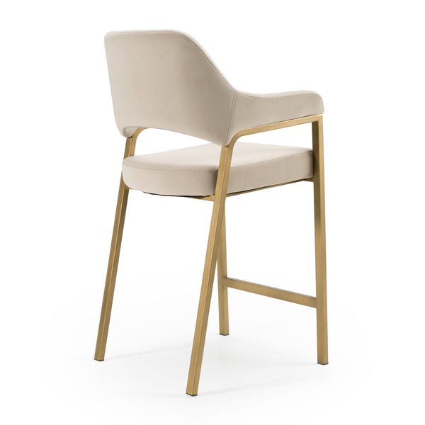 Modrest George Modern Beige Fabric & Antique Brass Counter Chair Model VGGA-GA-6218CH-C-BGE