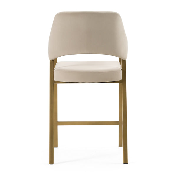 Modrest George Modern Beige Fabric & Antique Brass Counter Chair Model VGGA-GA-6218CH-C-BGE