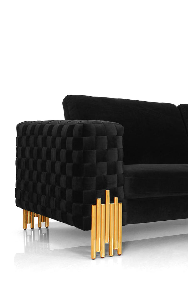 Divani Casa Georgia Modern Velvet Glam Black & Gold Sofa Model VGKNK8622-S