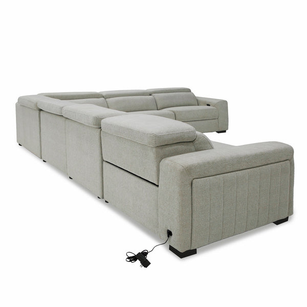Divani Casa Gering Modern Beige Fabric Sectional With 2 Power Recliners Model VGMB-R191-P2-SECT-BGE