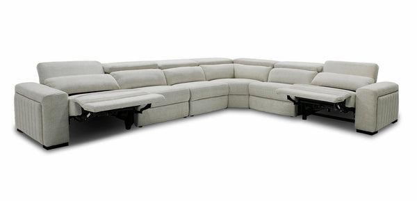 Divani Casa Gering Modern Beige Fabric Sectional With 2 Power Recliners Model VGMB-R191-P2-SECT-BGE