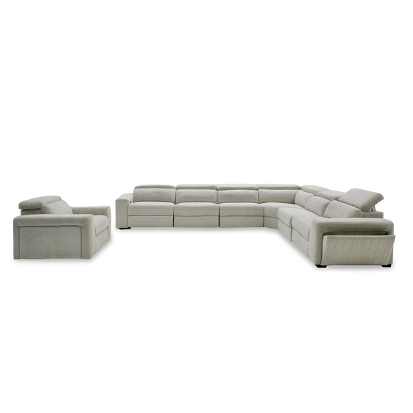 Gering Modern Beige Fabric Sectional With 2 Power Recliners