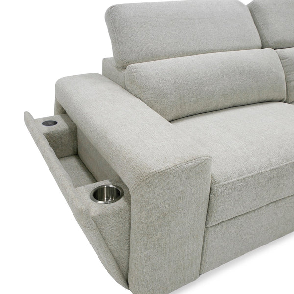 Divani Casa Gering Modern Beige Fabric Sectional With 2 Power Recliners Model VGMB-R191-P2-SECT-BGE