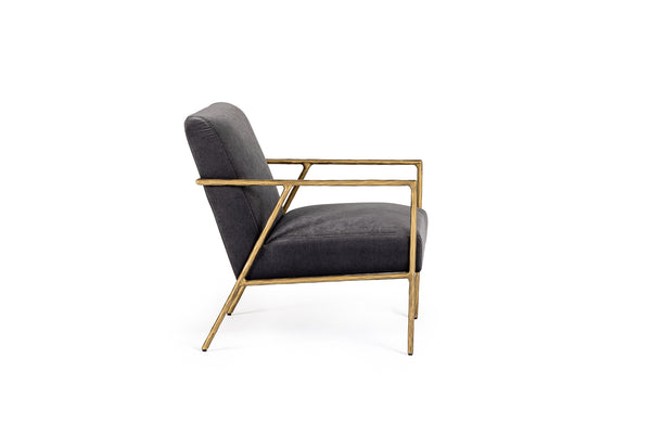 Modrest Gibbons Modern Grey Velvet & Forged Gold Accent Chair Model VGMY-2721-GRY