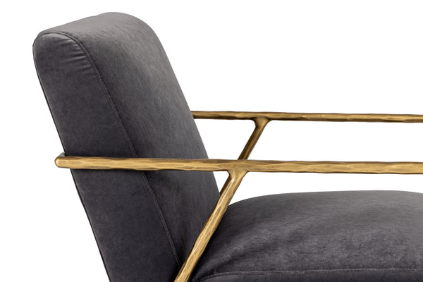 Modrest Gibbons Modern Grey Velvet & Forged Gold Accent Chair Model VGMY-2721-GRY