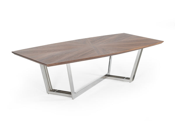 Gilroy Modern Walnut & Stainless Steel Dining Table
