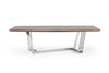 Modrest Gilroy Modern Walnut & Stainless Steel Dining Table Model VGBBMI2003T-WAL-DT