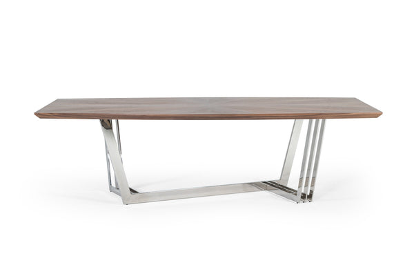 Gilroy Modern Walnut & Stainless Steel Dining Table
