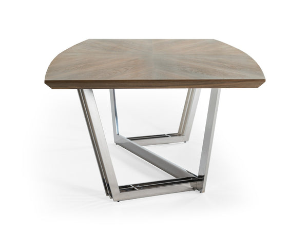 Gilroy Modern Walnut & Stainless Steel Dining Table