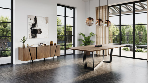 Modrest Gilroy Modern Walnut And Black Dining Table Model VGBB-MI2003T-WAL-B-DT