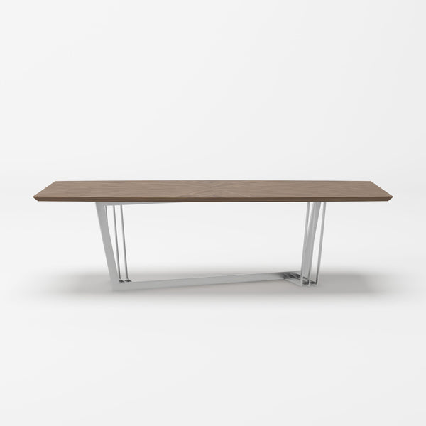 Modrest Gilroy Modern Walnut & Stainless Steel Dining Table Model VGBBMI2003T-WAL-DT