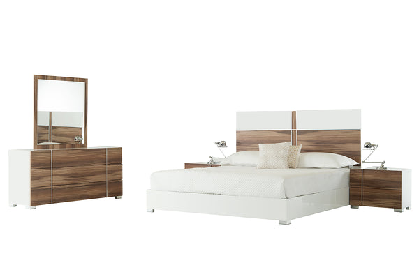 Nova Domus Giovanna Italian Mid Century White & Cherry Bed Model VGACGIOVANNA-BED