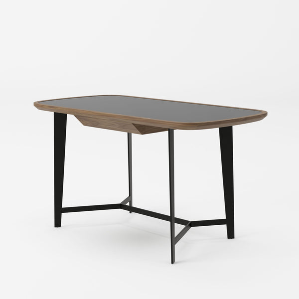Girard Modern Walnut & Black Glass Desk