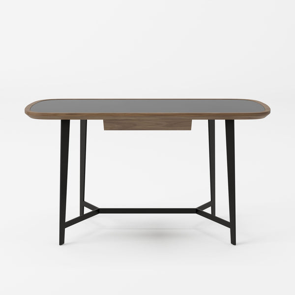 Modrest Girard Modern Walnut & Black Glass Desk Model VGBBMQ2002DK-2