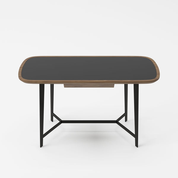 Girard Modern Walnut & Black Glass Desk