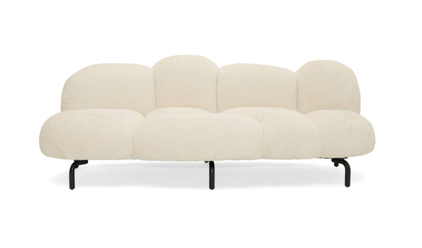Divani Casa Glaster Contemporary White Sherpa 88" Bubble Sofa Model VGODZW-20036-WHT-S