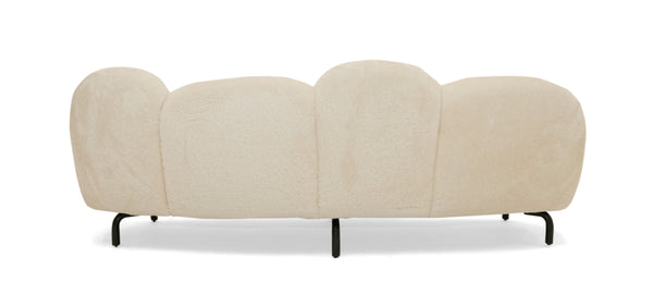 Glaster Contemporary White Sherpa 88" Bubble Sofa