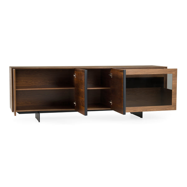 Glencoe Modern Walnut & Grey Glass Buffet