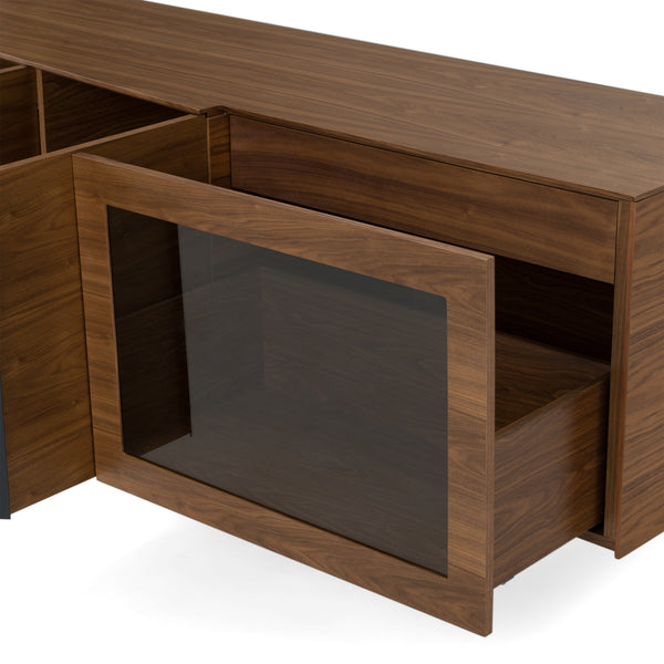 Glencoe Modern Walnut & Grey Glass Buffet