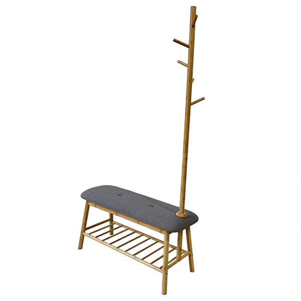 Furniture of America Mosier Natural/Gray Contemporary Hall Tree W/ Bench And Shoe Storage Model GM-5004