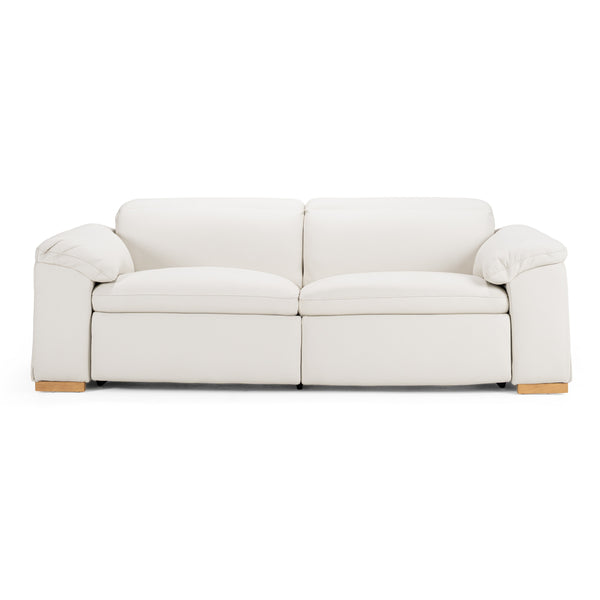 Gregory Modern Off-White Leather Sofa w/ 2 Recliners