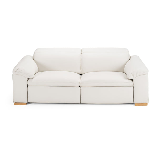 Gregory Modern Off-White Leather Sofa w/ 2 Recliners