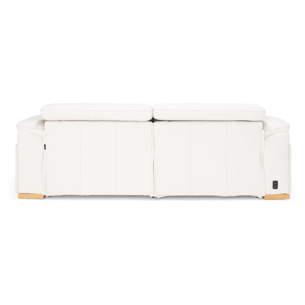 Gregory Modern Off-White Leather Sofa w/ 2 Recliners