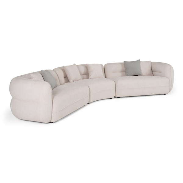 Nomad Modern Off-White Fabric Curved Sectional Sofa