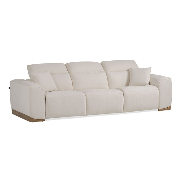 Hagerty Modern Off-White Fabric Sofa With 2 Power Recliners