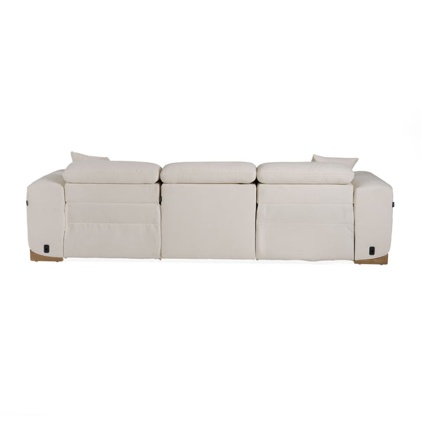 Divani Casa Hagerty Modern Off White Fabric Sofa With 2 Power Recliners Model VGKV-KM.6035-OW
