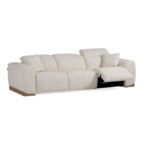 Hagerty Modern Off-White Fabric Sofa With 2 Power Recliners