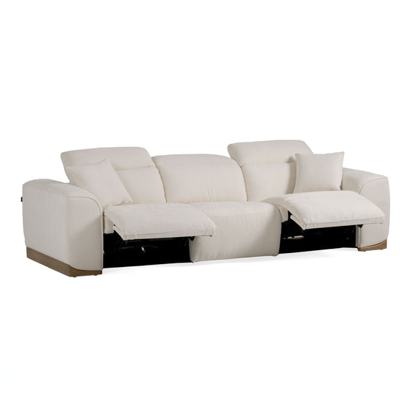 Hagerty Modern Off-White Fabric Sofa With 2 Power Recliners