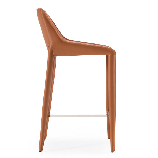 Modrest Halo Modern Cognac Saddle Leather Counter Stool Model VGYF-BS1113-BR-CS
