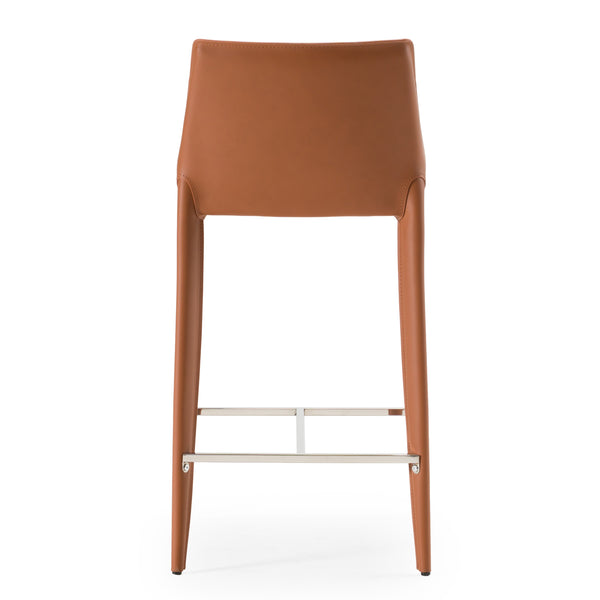 Modrest Halo Modern Cognac Saddle Leather Counter Stool Model VGYF-BS1113-BR-CS