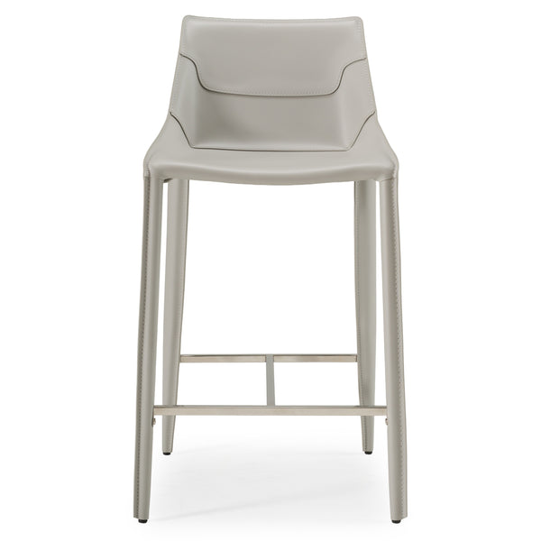 Modrest Halo Modern Light Grey Saddle Leather Counter Stool Model VGYF-BS1113-LTGR-CS