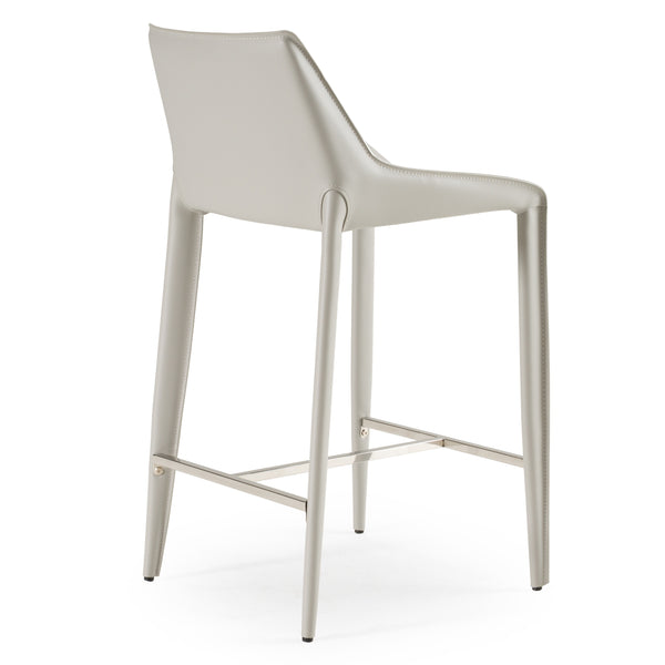 Modrest Halo Modern Light Grey Saddle Leather Counter Stool Model VGYF-BS1113-LTGR-CS