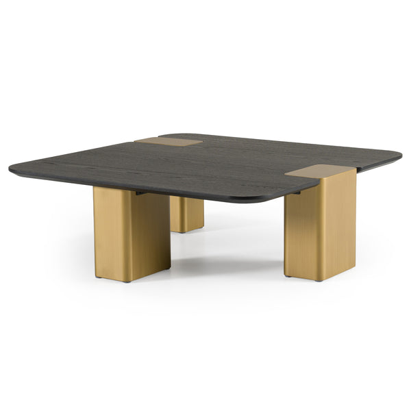 Modrest Harold Modern Black Oak & Brushed Gold Oak Square Small Coffee Table Model VGHB467E